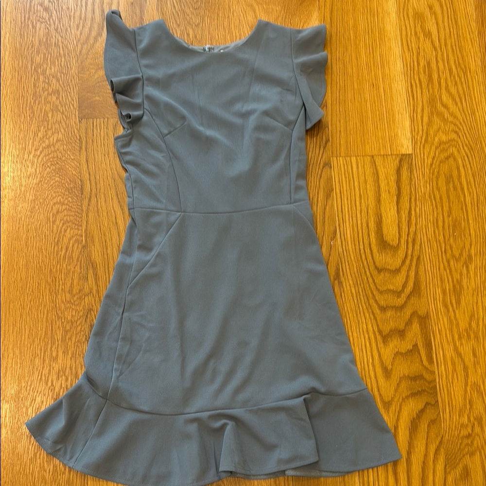Gray Ruffled Sheath Mini Dress